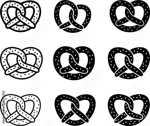 set of Pretzel icon silhouette vector illustration, Pretzel Icon Set