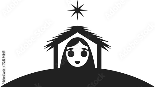 Mary and baby jesus nativity scene christmas vector illustration