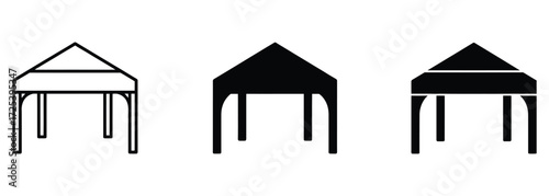 WebSimple and modern canopy tent icons for events, festivals, and outdoor activities, perfect for branding, minimalist designs, and creating a stylish marketplace atmosphere
