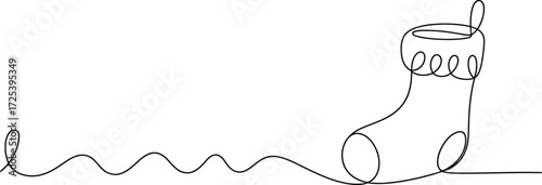 Christmas stocking one line drawing holiday season decoration