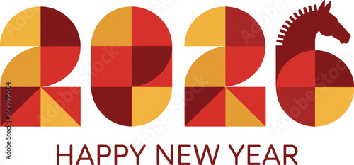 Happy new year greetings horse design vector stock illustration