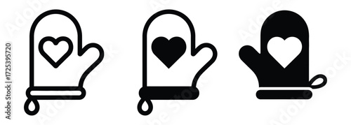 WebWinter love warmth featuring mitten icons with heart accents, perfect for holiday designs and cozy winter themes, conveying affection and seasonal cheer for festive projects