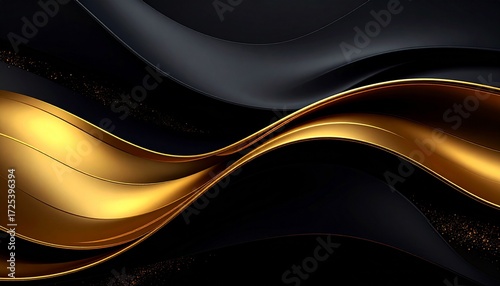 Elegant Abstract Waves in Black and Gold