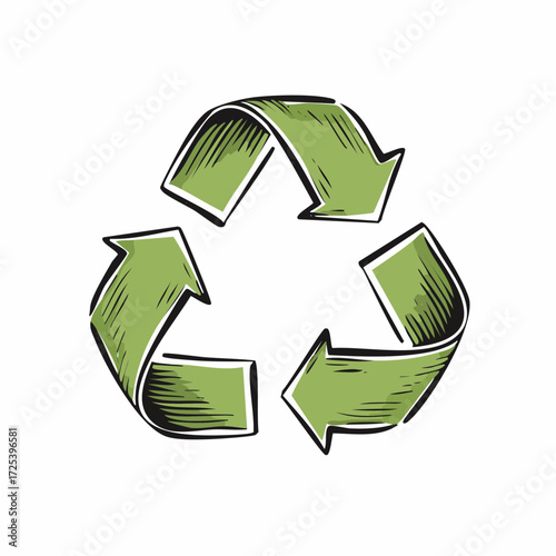 Hand-drawn Recycle Symbol Eco-Friendly Green Arrows