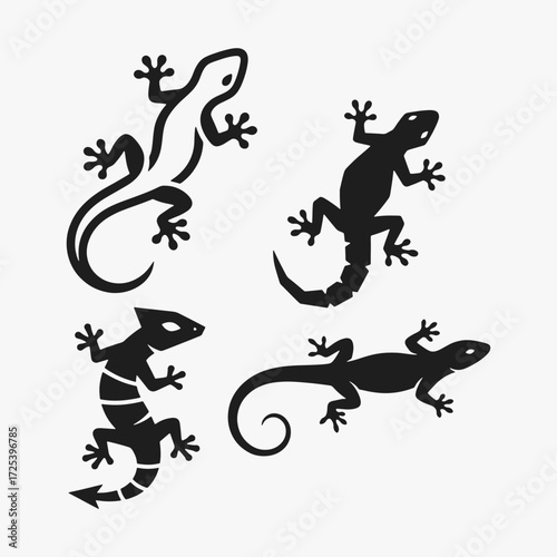 The flat design concept for the Lizard stencil collection emphasizes simplicity, elegance, and ease of recognition