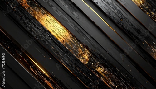 Abstract dark background with golden streaks and textures, elegant and luxurious design for modern applications