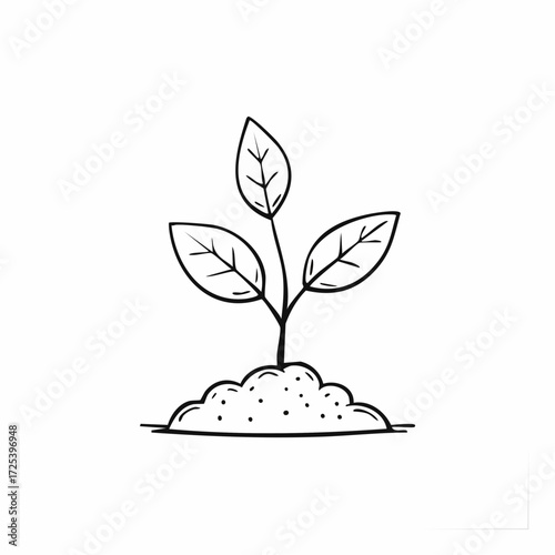 Growth Sprout Minimalist Illustration of a Young Plant Emerging from Soil