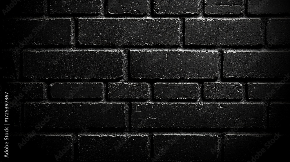 Obraz premium Black brick wall background dark texture design element with blank space 