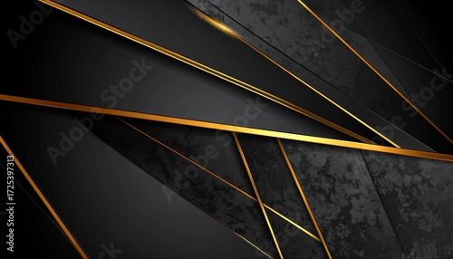 Black and Gold Abstract Design with Geometric Lines