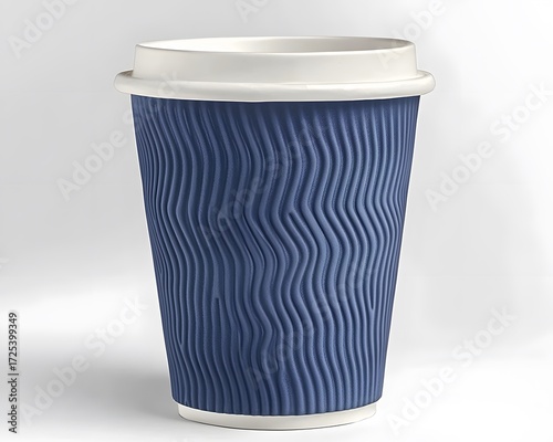 AI Generated Image of Blue Wavy Ripple Paper Coffee Cup Mockup