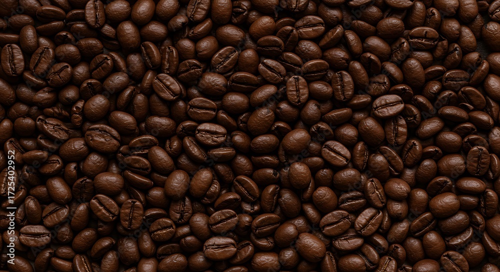 Fototapeta premium Dark Roasted Coffee Beans Full Frame Background Texture