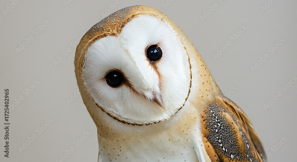 Fototapeta premium Beautiful Barn Owl (Tyto Alba) Headshot Against a Plain Background