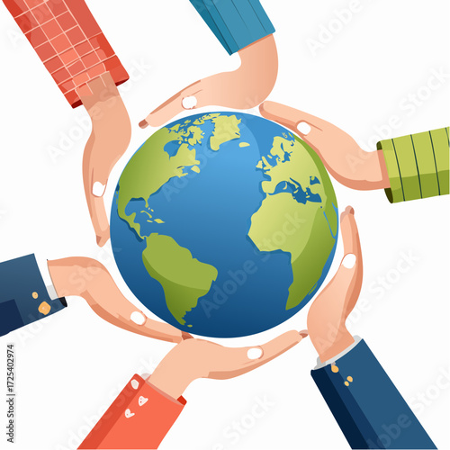 Diverse Hands Surrounding and Protecting the Globe