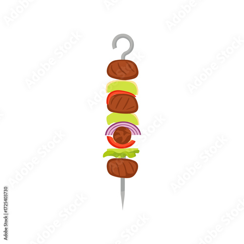 Shish Kebab icon logo flat vector design