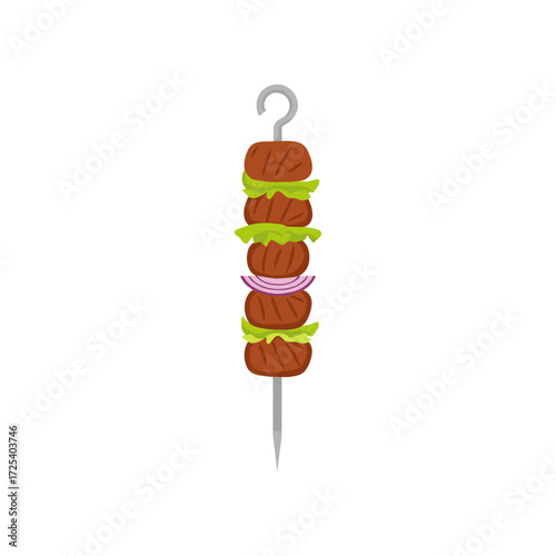 Shish Kebab icon logo flat vector design
