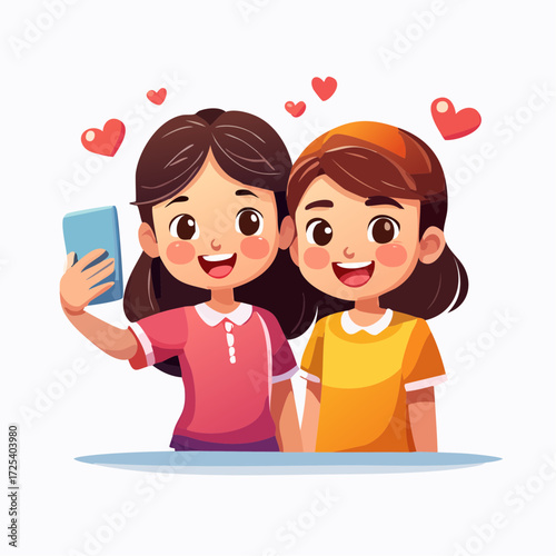 Close-up of Best Friends Taking a Selfie