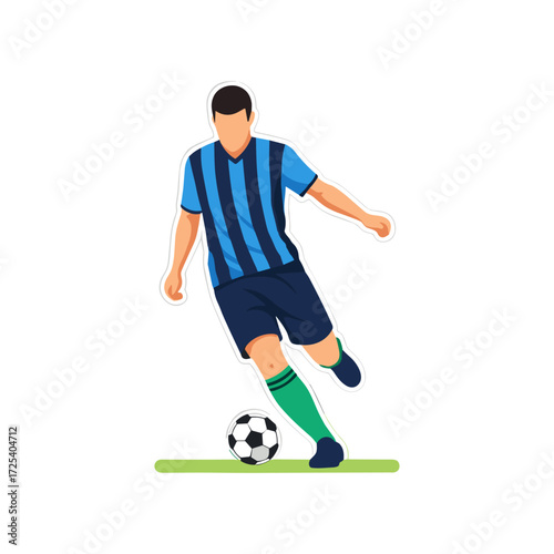 Soccer player with the ball icon logo flat vector design