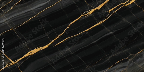 Vector art of striking black marble texture with golden veins, creating a luxurious and dramatic surface for highend interior design and architectural applications