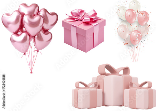 Foto pink birthday  gift box with ribbon and bow