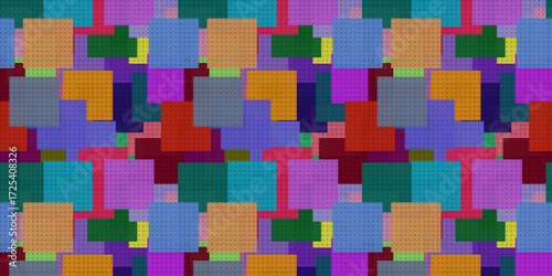 Abstract Seamless Geometric Pattern with Colorful Square Blocks.