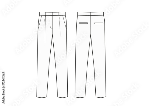 Woman Pant Fashion Sketch Template Front & Back Technical Draw  Fashion Illustration