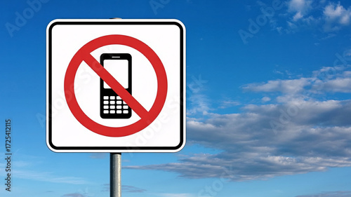Clear skies and a prominent no cell phone sign signal a place of focus and uninterrupted thought, perfect for promoting digital detox