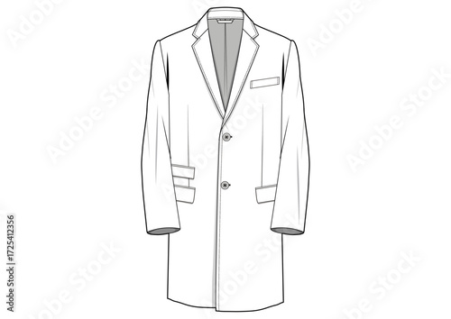 Men Coat Outerwear With Pockets and Two Buttons Fashion Sketch Template Front Technical Draw  Fashion Illustration