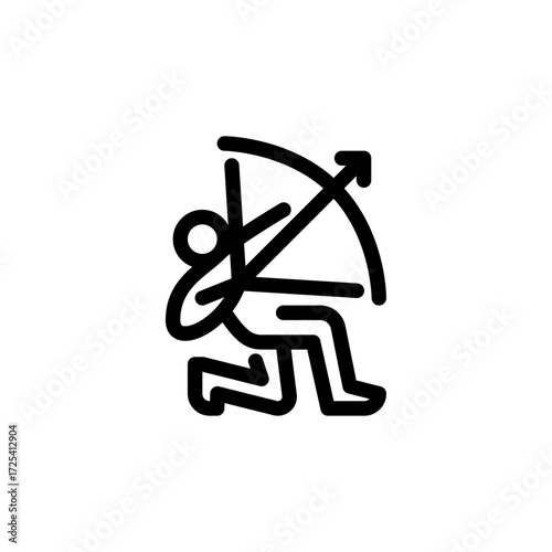 archer shooting outline icon. figure warrior line art illustration.