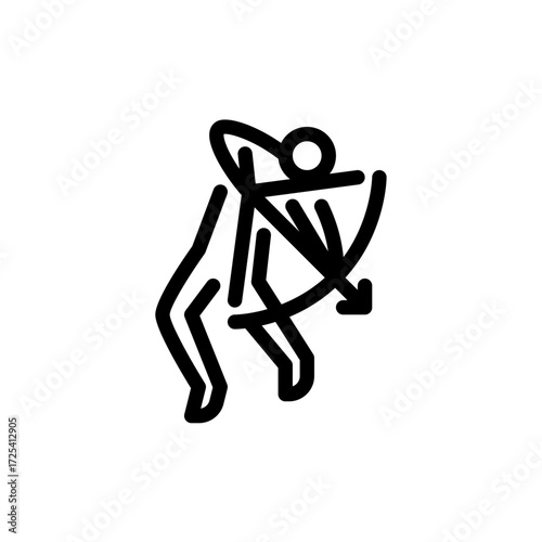 archer jumping and shooting outline icon. figure warrior line art illustration.