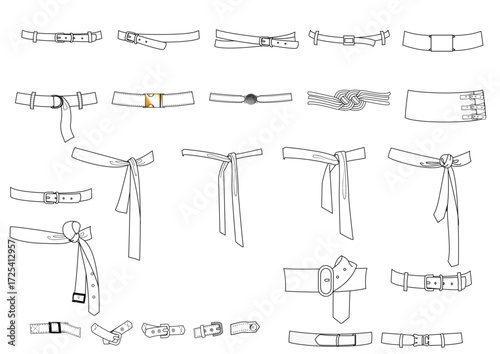 25 Belt Templates Fashion Technical Drawing Illustrations