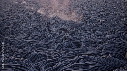 Surreal Lava Landscape Featuring Intricate Patterns and Textures in a Volcanic Field, Creating a Unique Visual Experience
