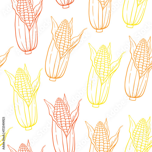 A repeating pattern of stylized corn cobs