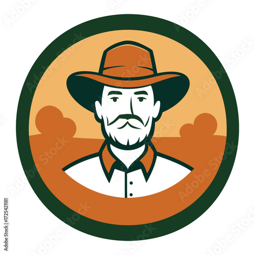 Round Farmer Logo Agriculture Farm Produce Graphic Design