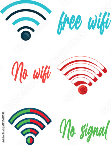 wi fi icon sign symbol no wifi, no signal, free wifi