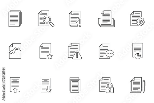 Document Management and File Operations Line Icons