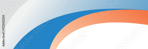 abstract banner background with blue, orange and gray wavy shapes. vector illustration