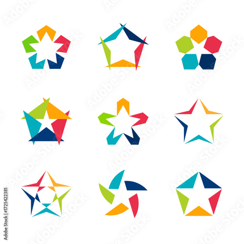 Vector logo design template. Teamwork abstract icon. Star symbol set.
