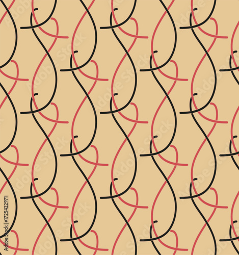 Seamless vector pattern. Abstract background with smoothly modified dynamic lines on a yellow background.