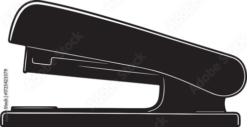  Stapler art icon white and black in silhoette white background.
