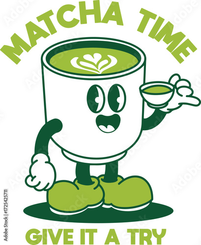 matcha mascot retro vector illustration logo