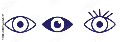 Eye icon set. Eyes related line icons. View and eye vector linear icon set. Open eyes images.
