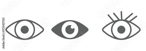 Eye icon set. Eyes related line icons. View and eye vector linear icon set. Open eyes images.