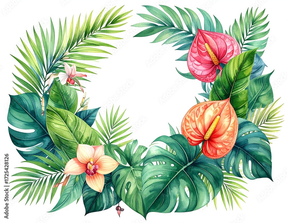 Fototapeta premium Tropical floral wreath (2)