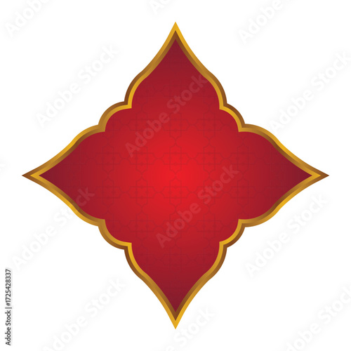 Luxury Red Islamic Frame for Names with Golden Border