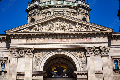 the facade of st stefan basilica in budapest, hungary