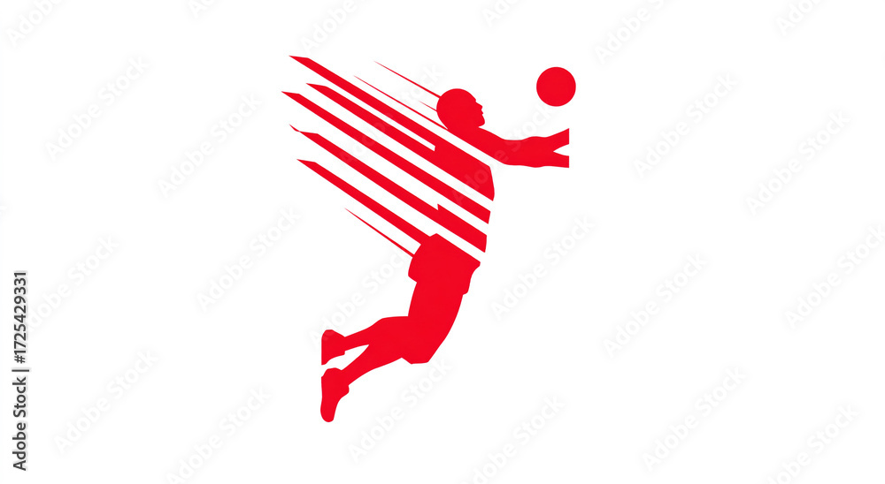 Obraz premium Simple Vector Logo of Overhead Volleyball Player Silhouette