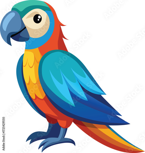 Cartoon Scarlet Macaw Parrot With Blue Yellow icon isolated on white transparent background vector eps png jpg business people clipping path cutout 2025 2026 4k full hd poster banner label download
