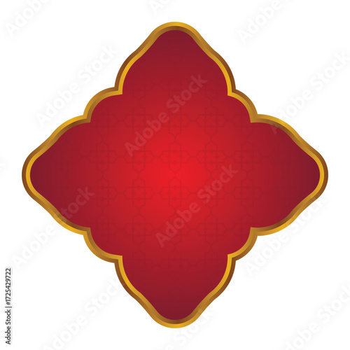 Luxury Red Islamic Frame for Names with Golden Border