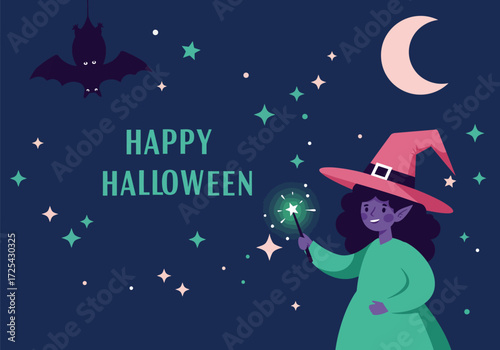 A green witch celebrate halloween