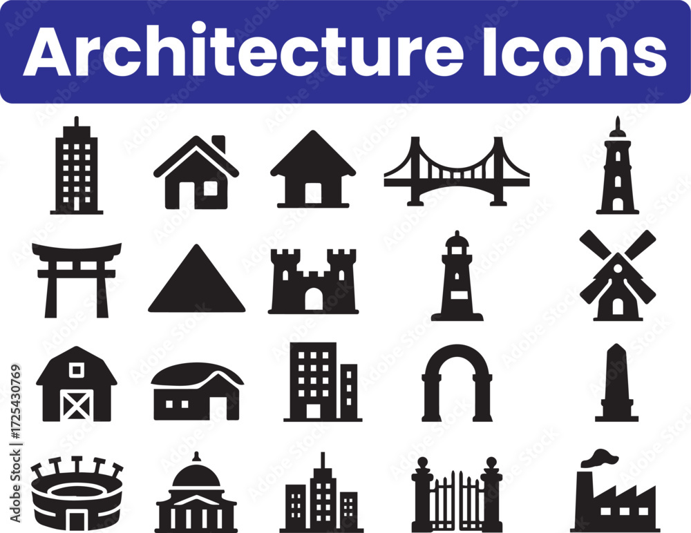 Fototapeta premium Architecture Thin Line Icons - Editable Stroke